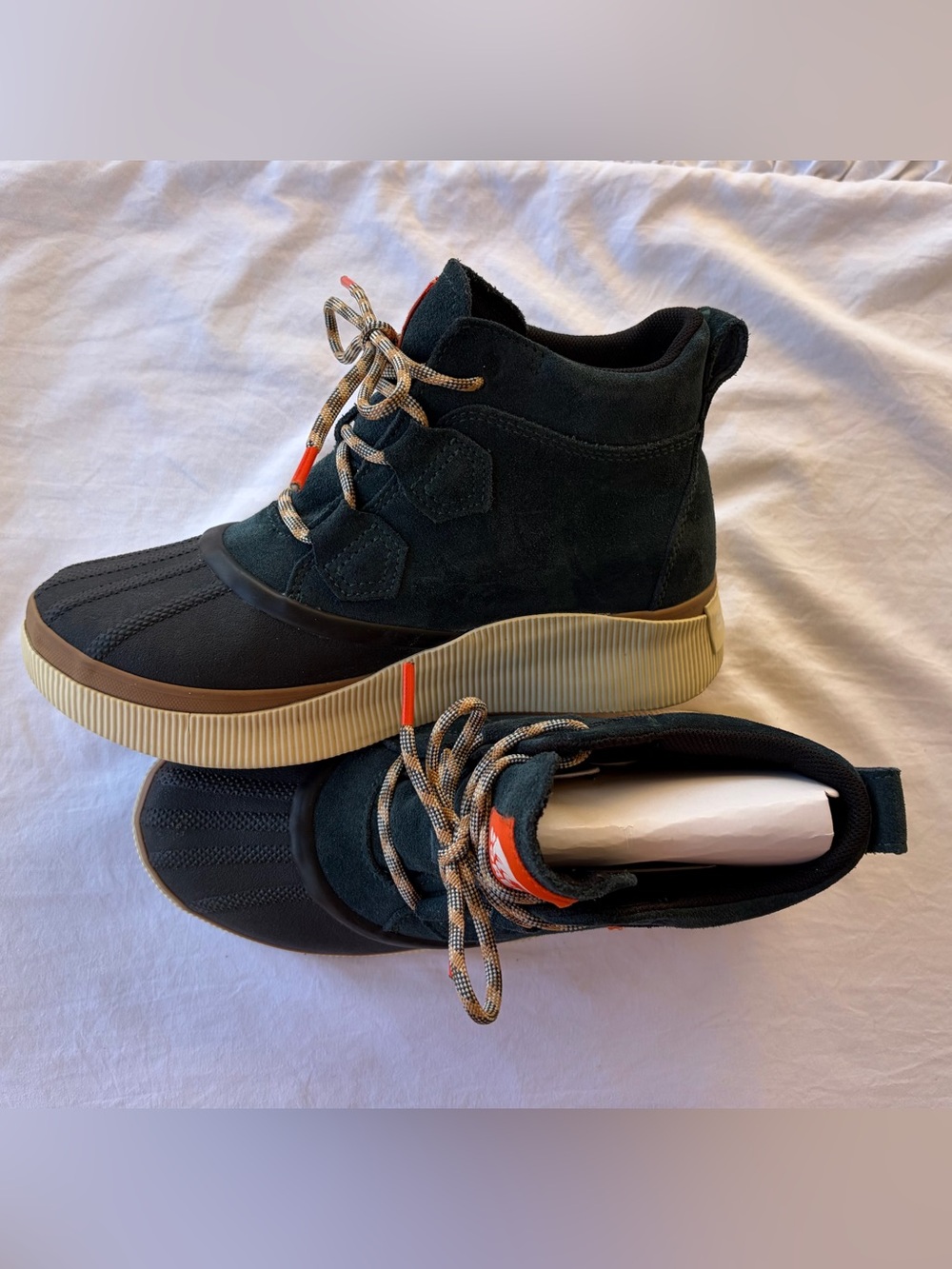 Sorel NIB Waterproof Dark Green Suede Lace-Up Rain Winter Casual Boots Sz 8